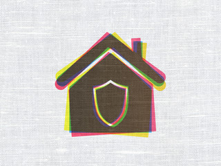 Finance concept: Home on fabric texture background