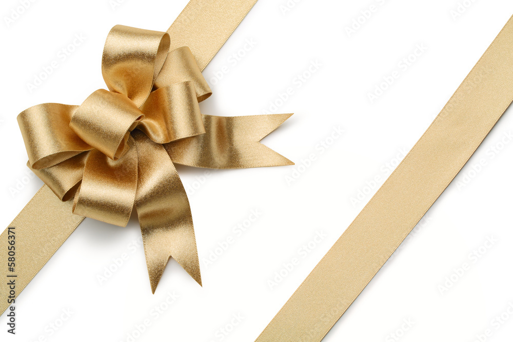 Obraz na płótnie Gold ribbon with bow w salonie