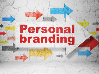 Wall Mural - Marketing concept: arrow whis Personal Branding on grunge wall