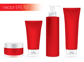 Packaging containers red color, package cream, Beauty product