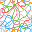 Colorful tangled wires or threads on white seamless pattern