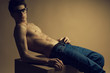 © Augustino - Beautiful (handsome) muscular male model in blue jeans