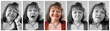 Reihe verschiedener Gesichtsausdrücke einer Frau
