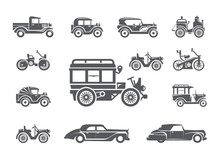 Vintage Cars. Icons Set