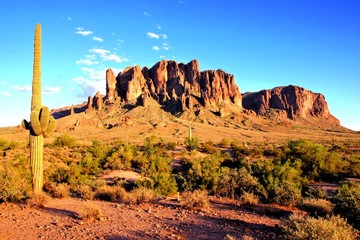 Wall Mural - Superstition Mountains and the Arizona desert at dusk
