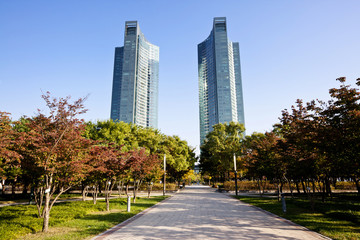 park and buildings