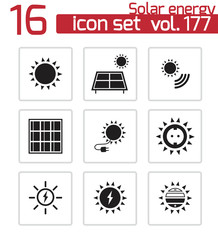 Wall Mural - Vector black solar energy icons set