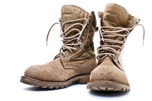 Army Boots On White Background