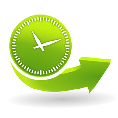 Sticker - horloge sur symbole vert