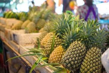  Pineapples on city market in asia