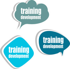 Poster - training development. Set of stickers, labels, tags