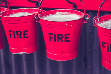 Red fire buckets