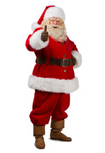 Santa Claus Standing Isolated On White Background And Thumbs Up