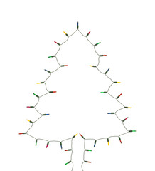 Wall Mural - christmas tree from christmas lights isolated on white backgroun