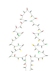 Wall Mural - christmas tree from christmas lights isolated on white backgroun