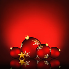 Christmas Background With An Illustration Of Red Baubles