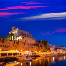 Ciutadella Menorca City Town Hall And Port Sunset