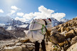 People walking trail in Himalaya Mountains
