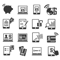 Canvas Print - online banking icons, financial icons