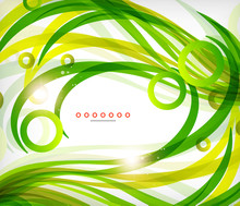 Green Abstract Eco Wave Swirls With Lights