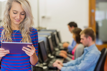 Poster - Teacher with students using computers in computer room