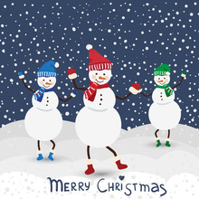 Christmas Music Card With Dance Snowman