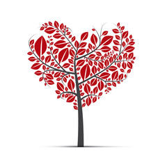 Poster - abstract vector heart shaped tree