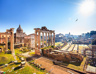 Fototapete - Roman ruins in Rome, Forum