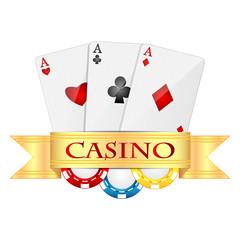 playing cards and casino chips isolated on white background.obje