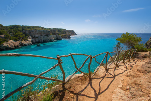 Fototapeta na wymiar Cala Macarella Menorca turquoise Balearic Mediterranean