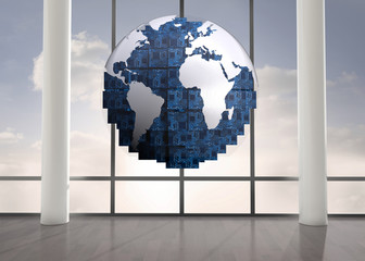 Aufkleber - Blue globe floating in room