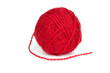 Ball of red wool yarn