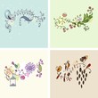 set of floral four seasons illustration