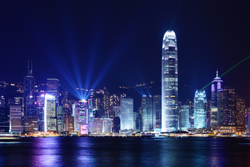 Fototapete - Hong Kong skyline at night