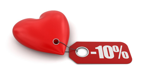 Poster - Heart with label -10% (clipping path included)
