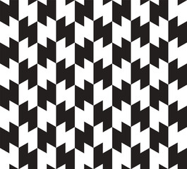 Canvas Print - Black and White Zig Zag Vector Seamless Pattern Background.