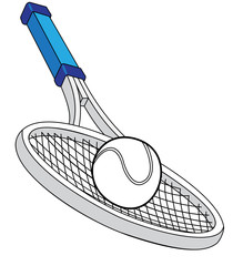 Tennis racket with a ball