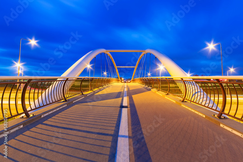 Naklejka dekoracyjna Architecture of highway viaduct at night in Gdansk, Poland