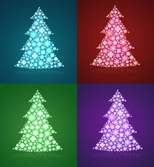 Wall Mural - christmas trees & a set of twinkling holiday decorations