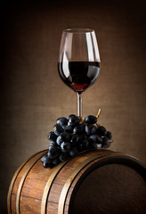 Wall Mural - Wine goblet and barrel