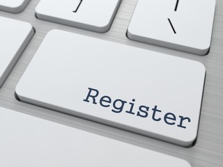 Poster - White Keyboard with Register Button.