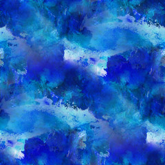 Wall Mural - blue paint seamless watercolor texture with spots and streaks