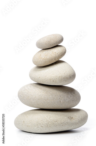 Fotografía pile of stones isolated on white background