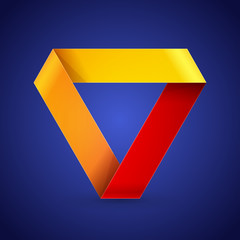 Aufkleber - Moebius origami colorful paper triangle on blue background