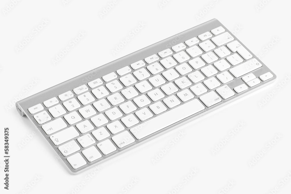 Wireless computer keyboard isolated on white background - obrazy, fototapety, plakaty 
