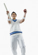 © imagedb.com - Cricket bowler cheering with a cricket ball and stump