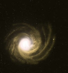 Wall Mural - spiral galaxy in deep space with star field background.