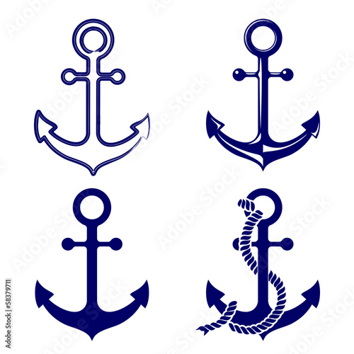 Cuadros en Lienzo anchor symbols set vector illustration