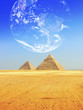 The Earth with pharaohs pyramids ,Elements furnished by NASA