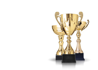 three different kind of trophies. Isolated on white background